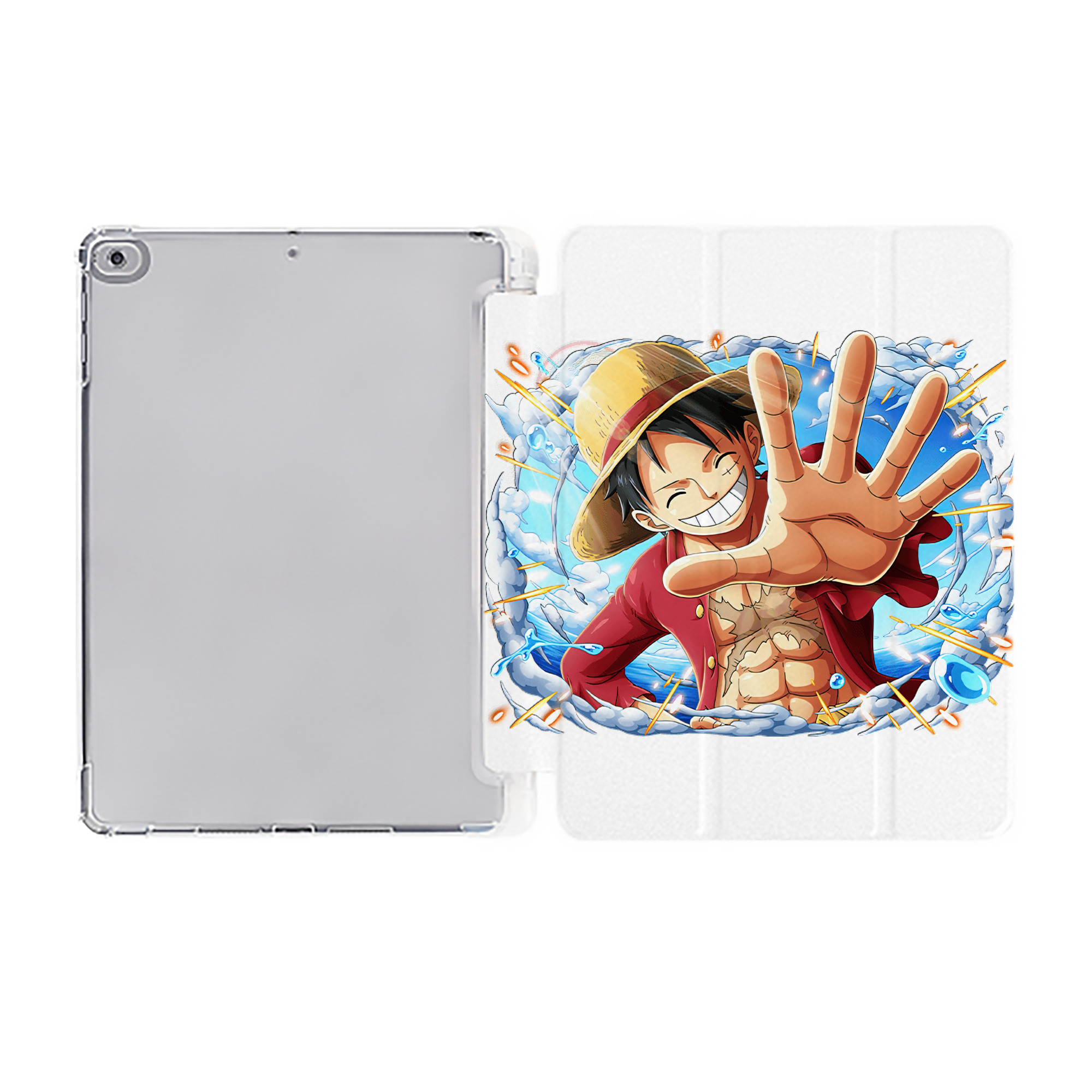 （画像用） ワンピース モンキー・D・ルフィ ONE PIECE Monkey D. Luffy IPad ケース ペン収納付き 三つ折りスタンド PUレザー×シリコン 対応機種9.5/10.5/10.9インチ